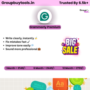 Grammarly Group Buy Plan pricing chart by Group Buy Tools showing monthly and yearly shared premium access options