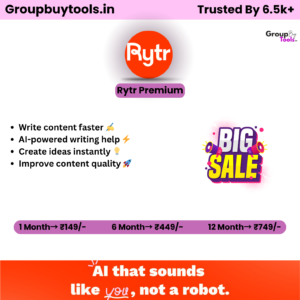 Rytr Group Buy Plan pricing chart by Group Buy Tools showing monthly and yearly shared premium access options starting at ₹66/month