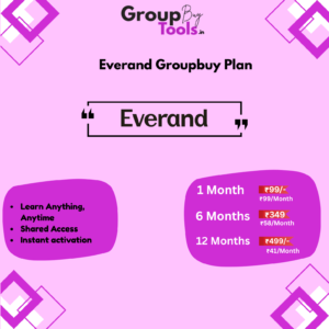 Everand Group Buy Plan pricing chart showing 1 month, 6 months, and 12 months shared premium access options for ebooks and audiobooks