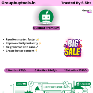 QuillBot Group Buy Plan pricing chart by Group Buy Tools showing monthly and yearly shared premium access options