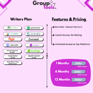 Writers Plan Group Buy featuring Grammarly and Quillbot