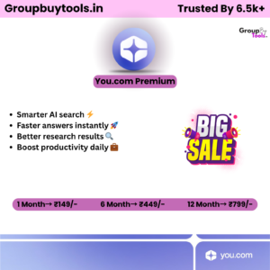 You.com Group Buy Plan pricing chart by Group Buy Tools showing monthly and yearly shared premium access options starting at ₹66/month