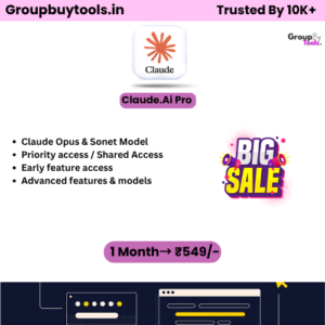 Claude AI Pro shared access plan with Opus and Sonet models for ₹549.